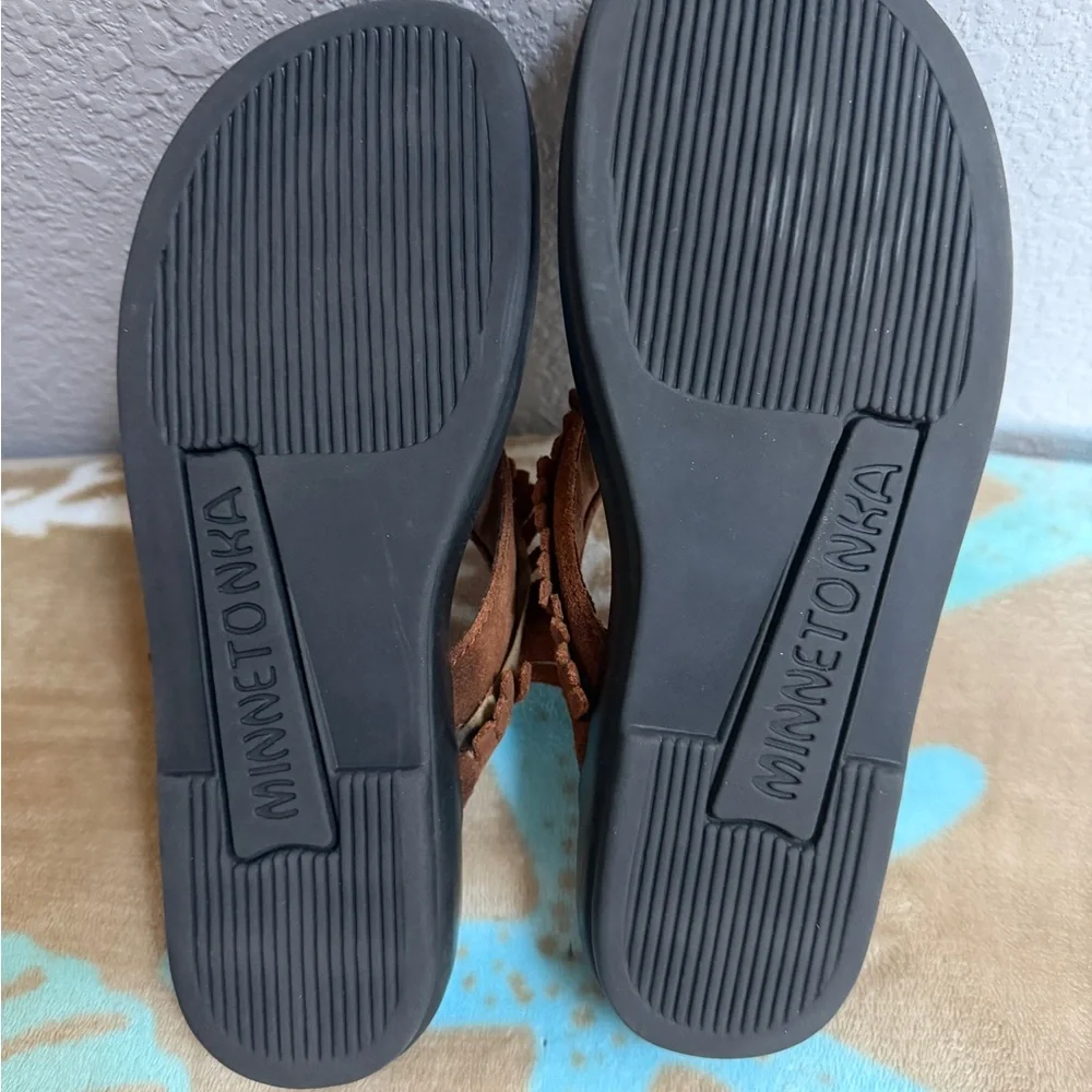 Minnetonka Brown Beaded Fringe Sandals~Size 6~EUC - Picture 5 of 5